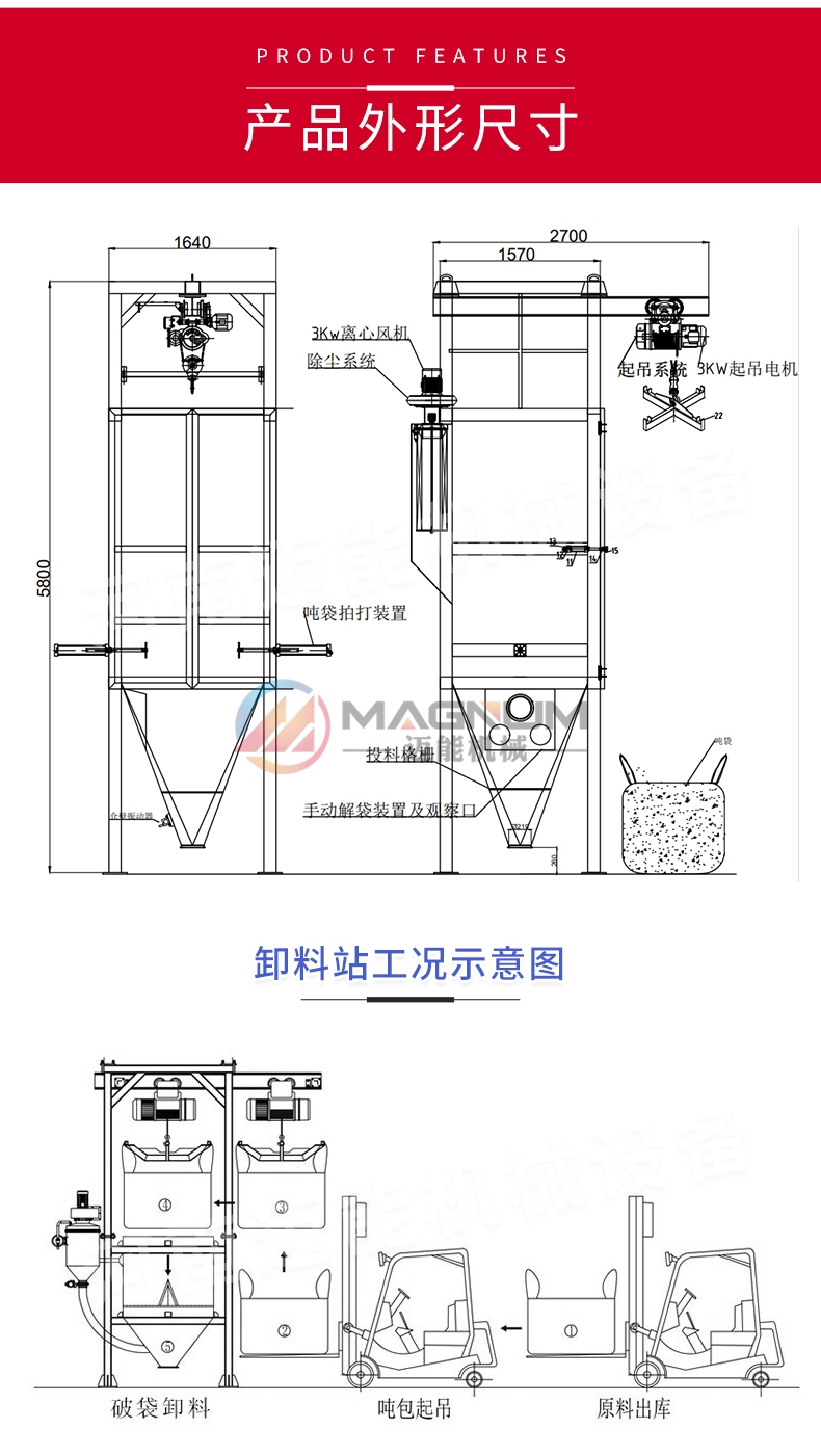 锂电原料吨袋拆包机